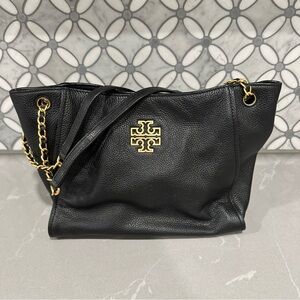 Tory Burch Black Shoulder Bag with Gold Accents